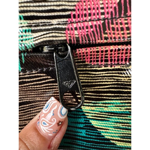 Roxy Y2K Vintage Coated Graphic Dual Zipper Snap Open Sections Wristlet Wallet - Picture 6 of 6